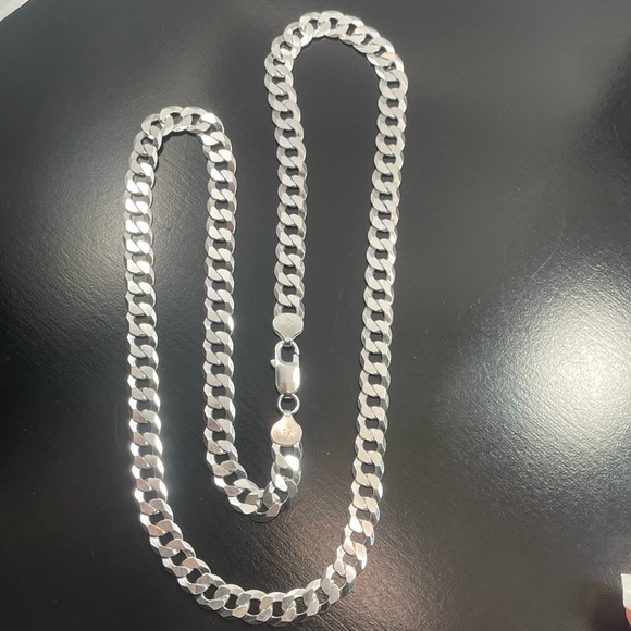 24 inch 8.5mm Cuban curb flat chain 925 Italian silver